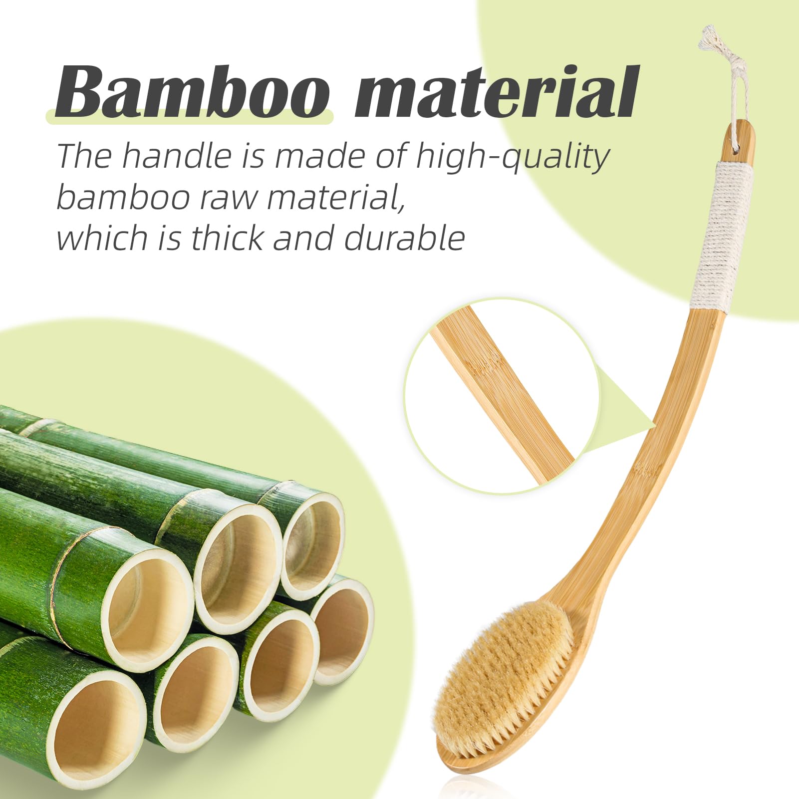 COINPOTIA mango curvo de bambú desmontable para almacenamiento y uso cómodo.