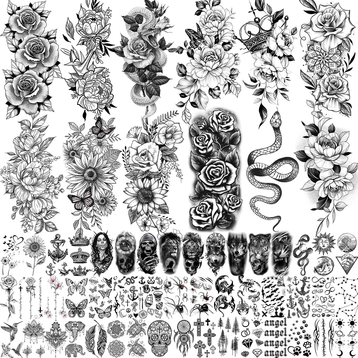 Tatuaje temporal COKTAK rosas 3D para mujer, aspecto realista y duradero