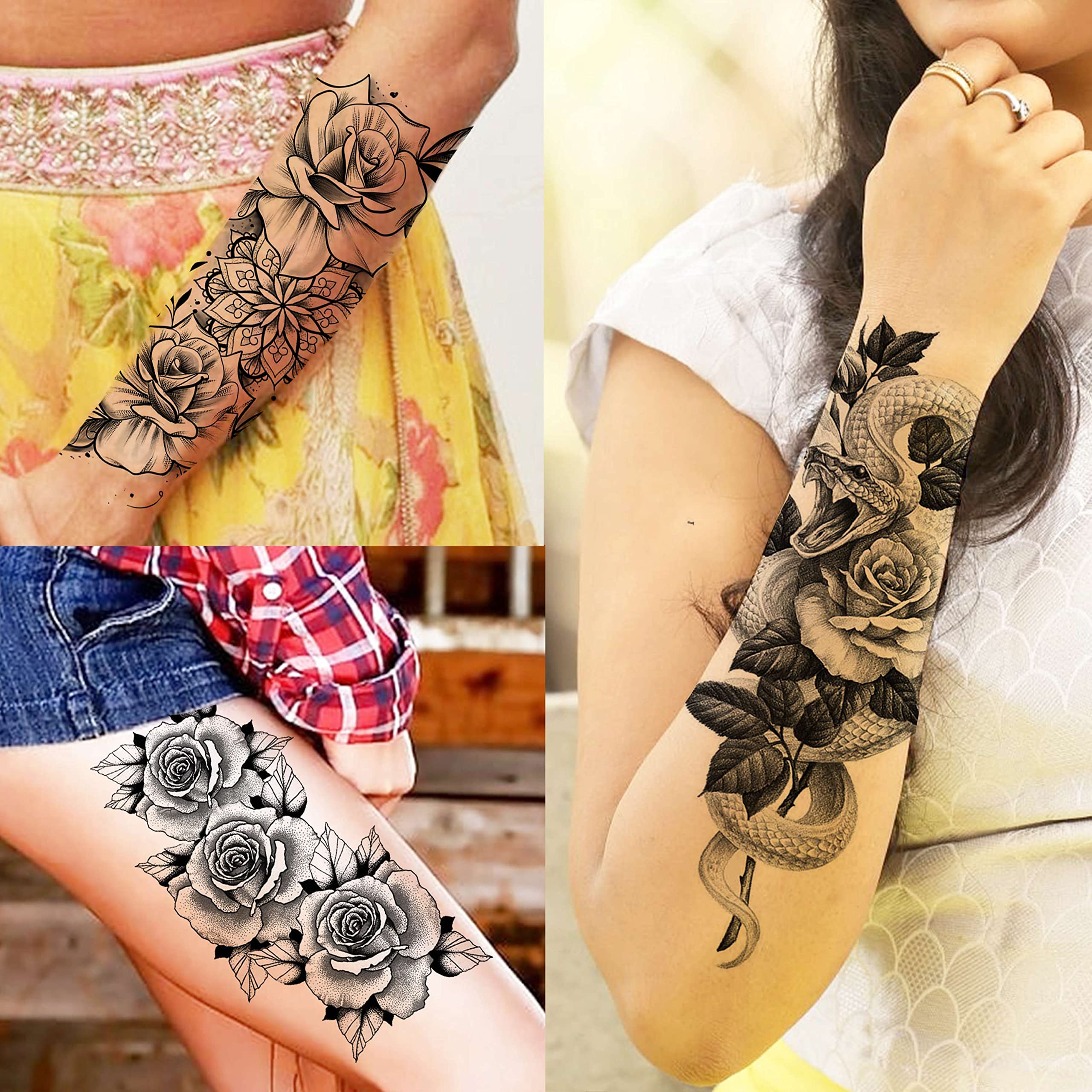 Tatuaje temporal COKTAK diente-de-león 3D, estilo bohemio