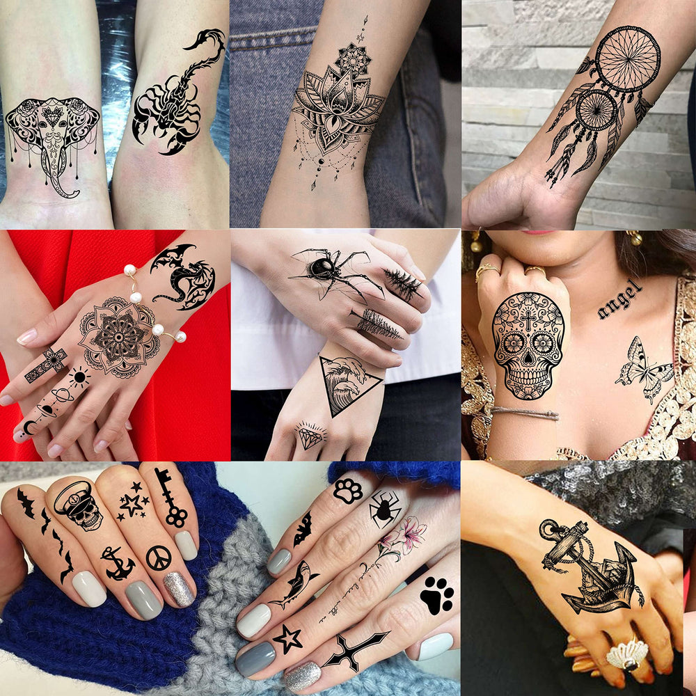 Tatuaje temporal COKTAK flor-ornamento 3D, perfecto para fiestas