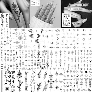 Tatuajes temporales COKTAK 18 hojas variedad negra para la piel.