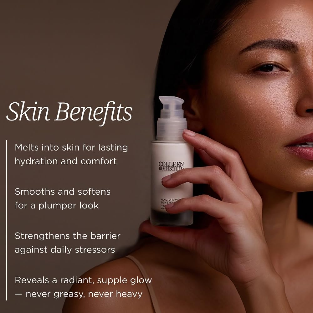 Colleen Rothschild Moisture Veil Silk Emulsion, aplicación en cuello y escote para hidratación uniforme.