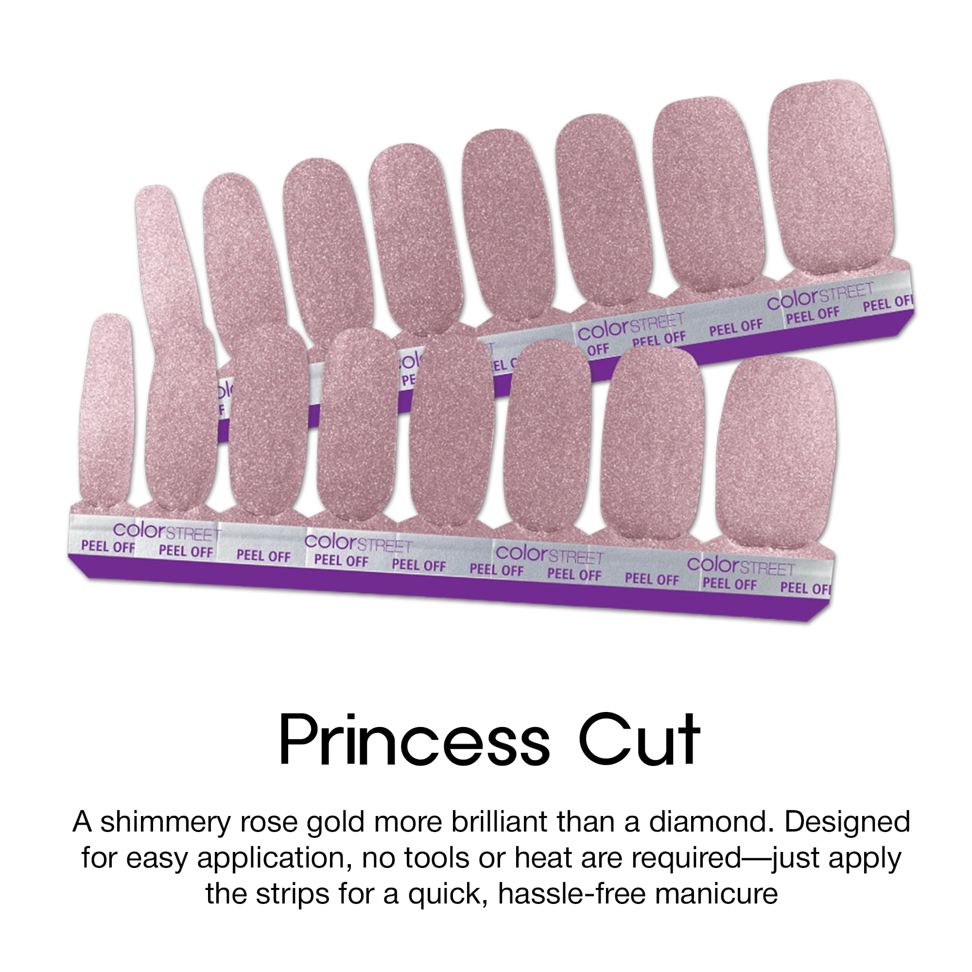 Color Street Princess Cut paquete de 16 tiras de doble punta para versatilidad