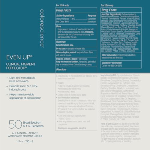 Colorescience Even Up: fórmula libre de parabenos y fragancia sintética