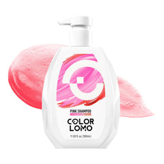 COLORLOMO champú rosa en botella protegiendo el color y aportando brillo.