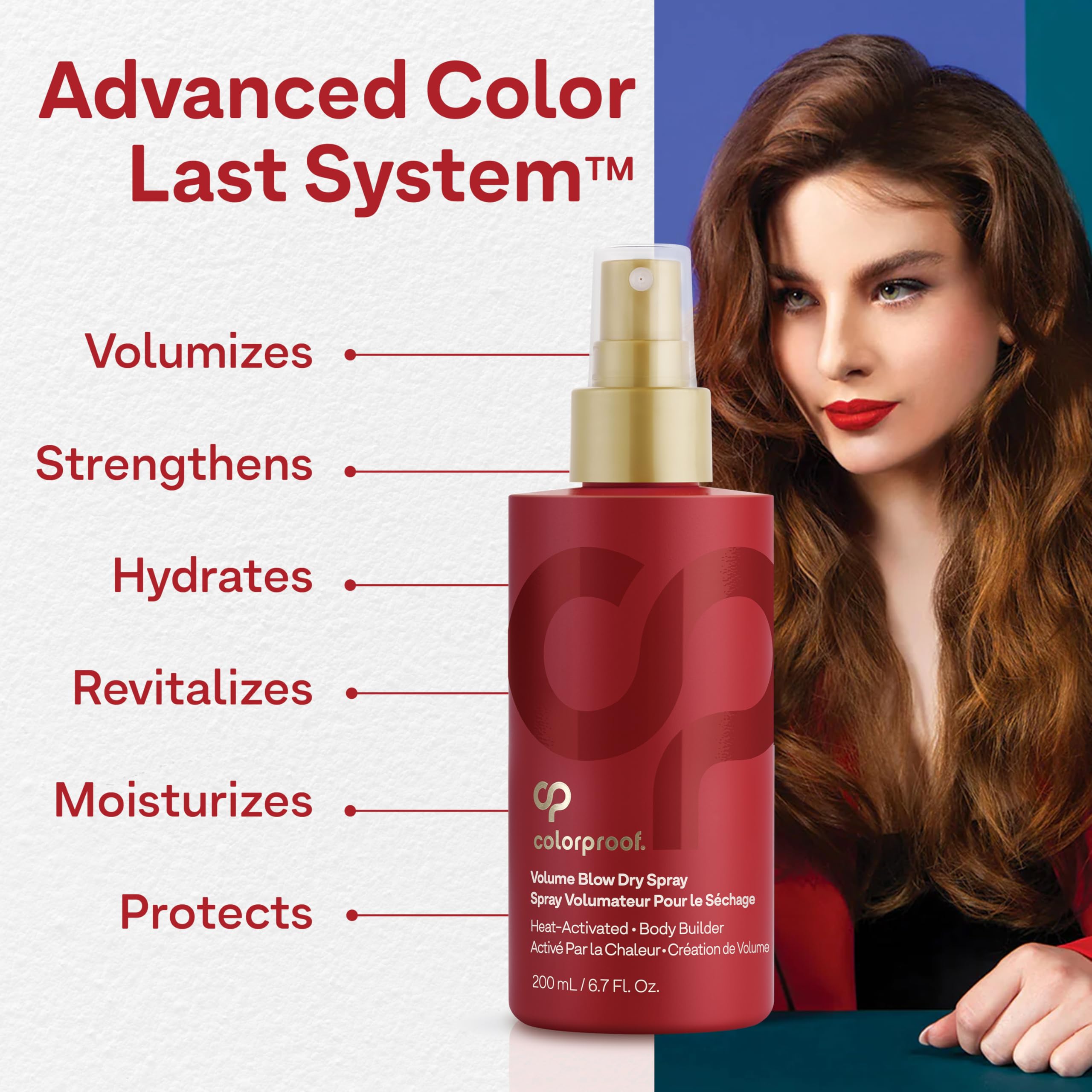 ColorProof Volume Blow Dry Spray contiene PGA para hidratación y cuerpo