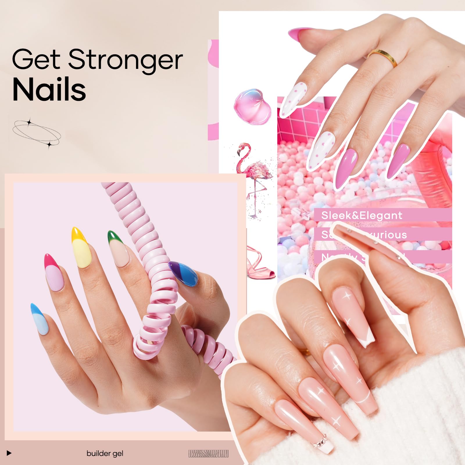 COLORTIFIC Gel de construcción extiende uñas con aspecto natural y resistente.