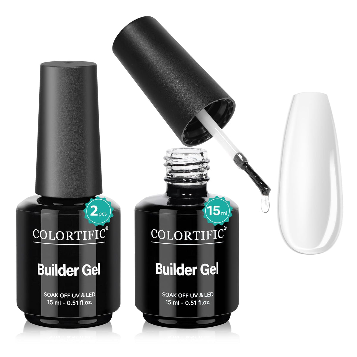 COLORTIFIC Gel de construcción para uñas en bote de 15 ml, base lisa para uñas limpias y fuertes.