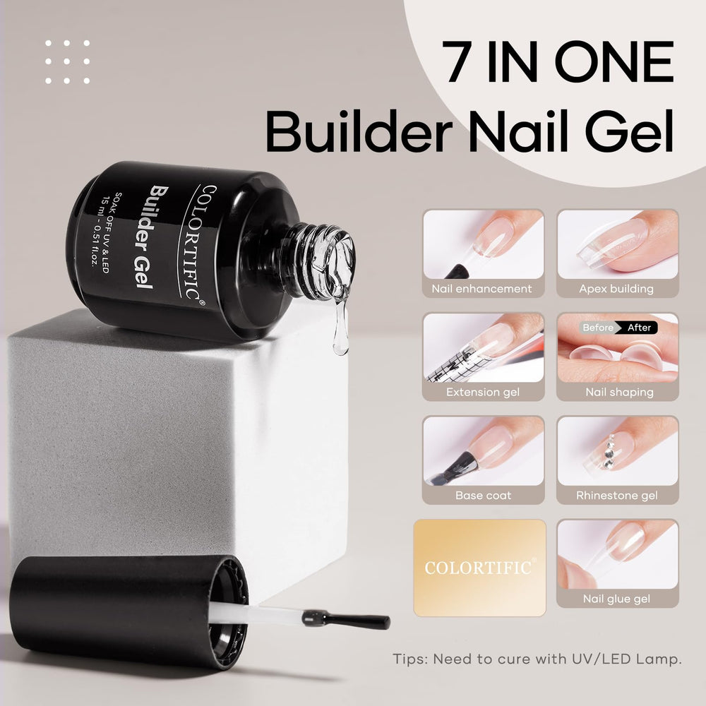 COLORTIFIC Gel de construcción para uñas: dos botes de 15 ml para extensión natural.