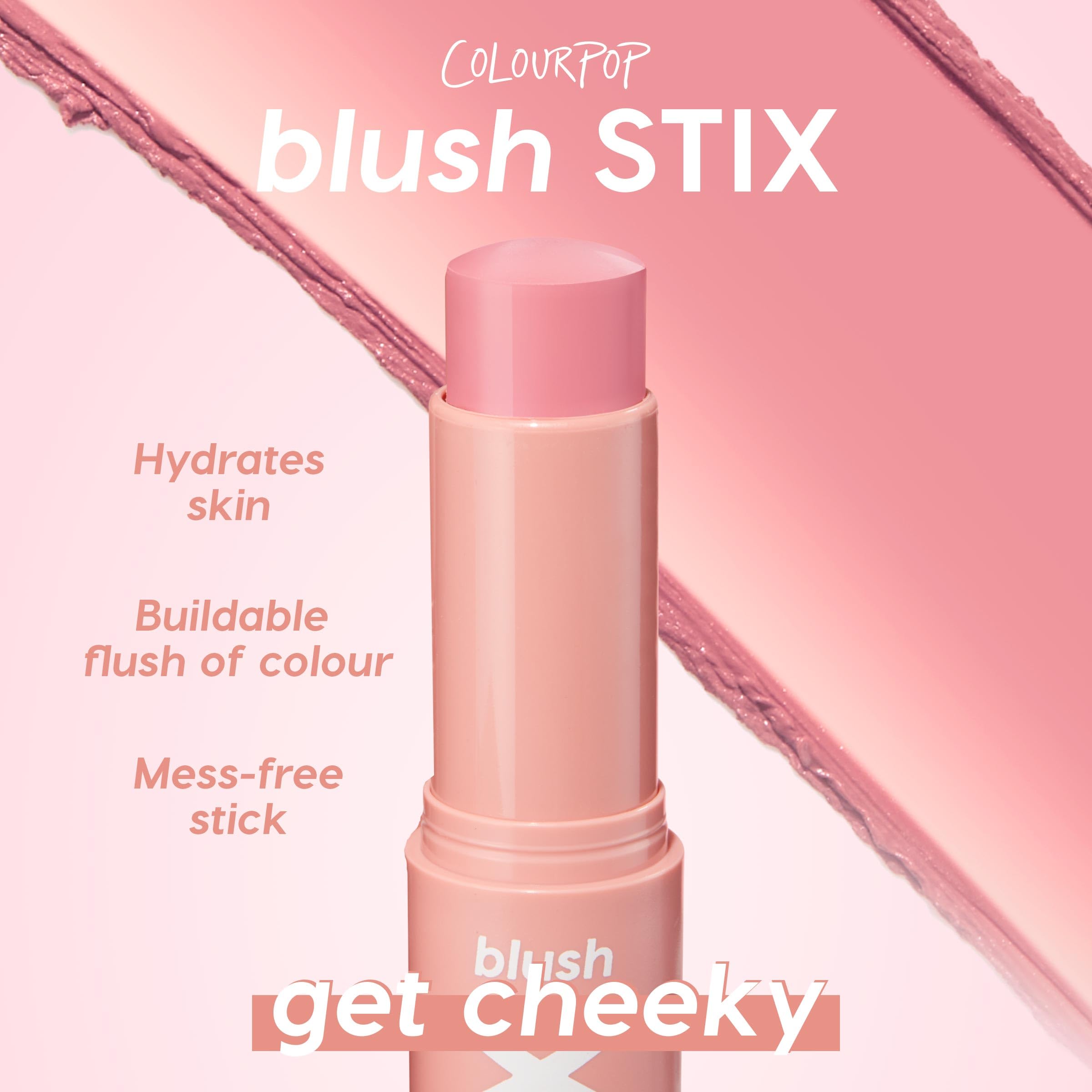 Barrita rubor crema ColourPop Stix: mezcla suave que no rompe tu maquillaje.