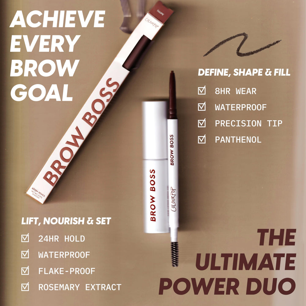 ColourPop Brow Boss aplicación diaria para cejas definidas sin esfuerzo.