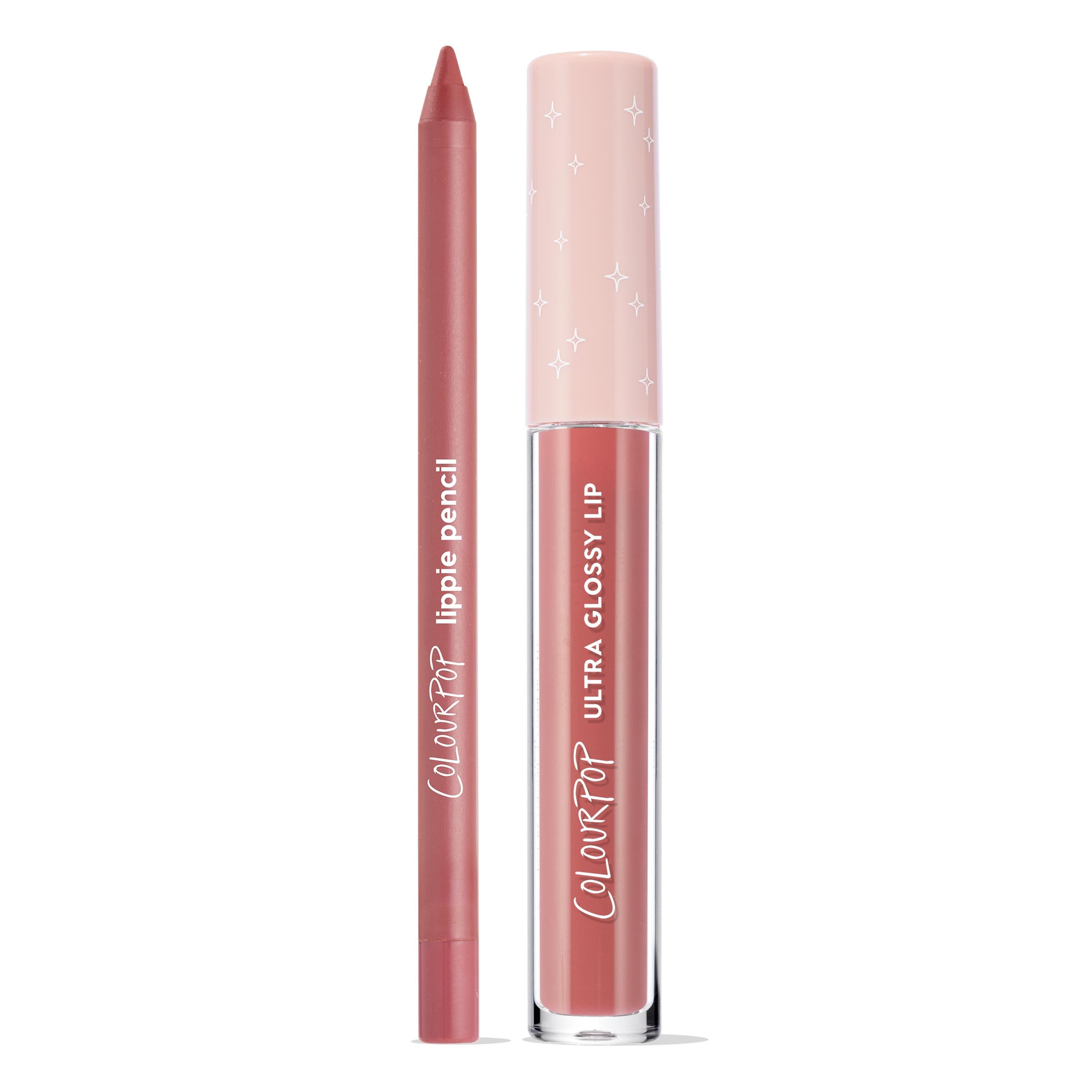 ColourPop Dream Duo Lapiz Cinco Estrellas mauve define los labios con precisión.