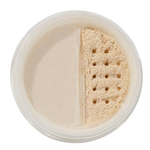 Polvo suelto translúcido ColourPop para fijar maquillaje con acabado mate suave.