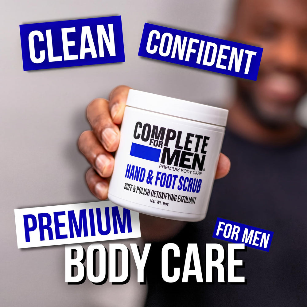 Complete For Men rutina de cuidado corporal para hombres: exfoliante que revitaliza piel.