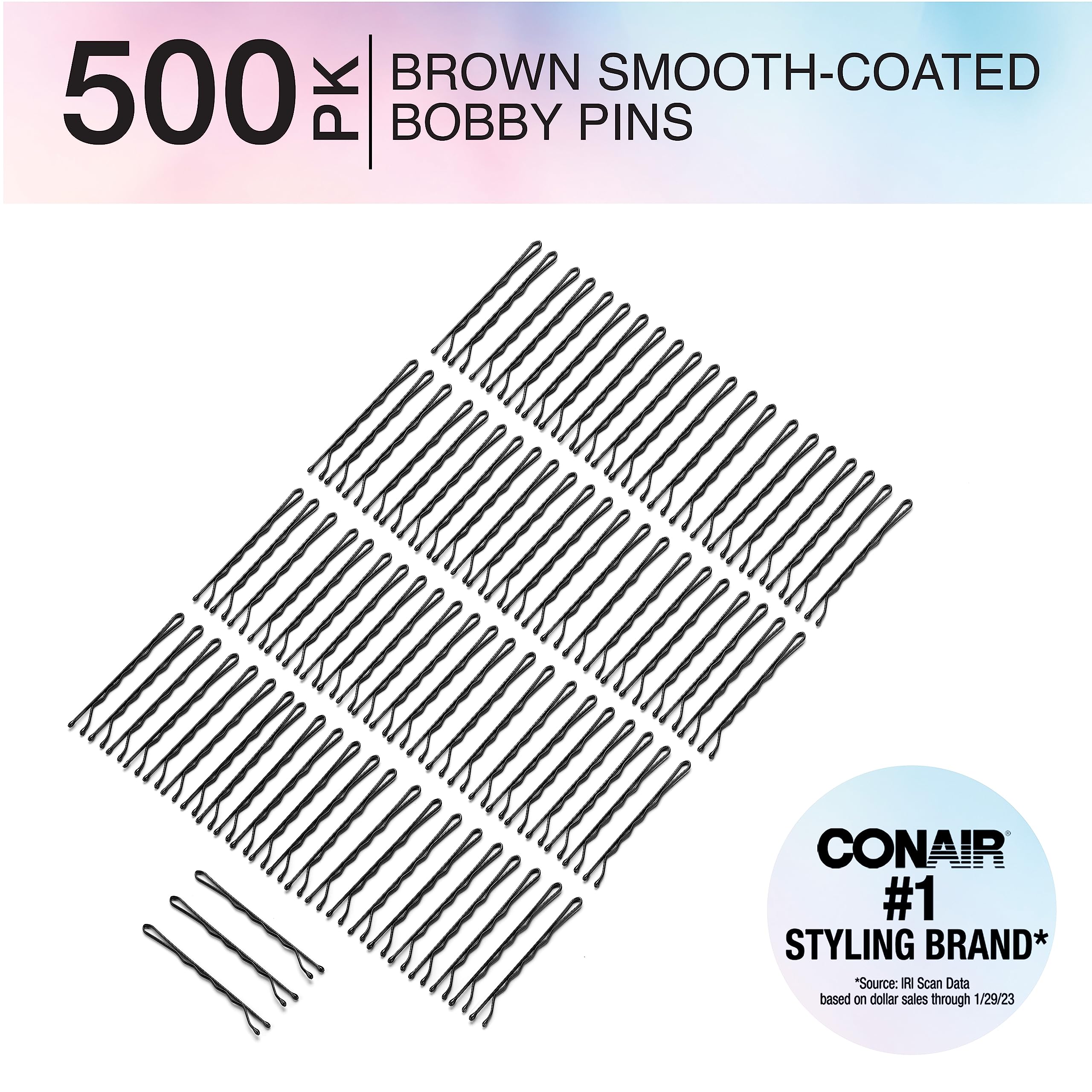 Conair Bobby Pins marrón con puntas plásticas para inserción suave