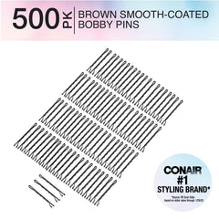 Conair Bobby Pins marrón con puntas plásticas para inserción suave