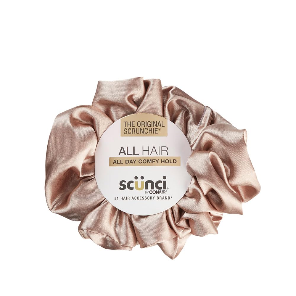 Conair Scunci Original Scrunchie tono champán, tamaño extra grande, ideal para cabello grueso.