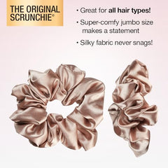 Conair Scunci Original Scrunchie textura satinada en champán, aporta suavidad sin tirar.