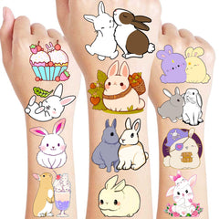 Conejito tatuajes temporales para fiestas escolares, fáciles de aplicar.