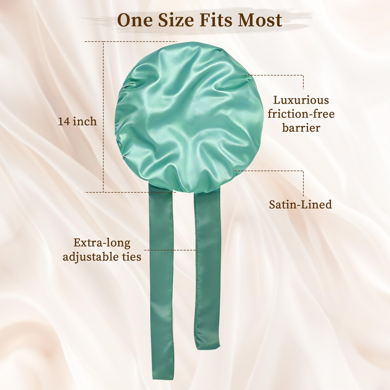 Confvrter bonete de seda verde para cabello rizado o liso.
