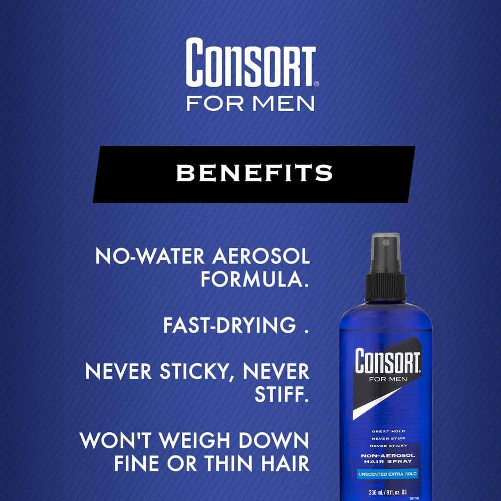 Consort spray para cabello 8oz sin fragancia facilita fijación suave sin peso
