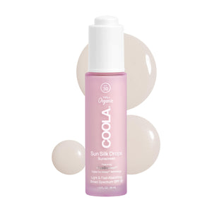 COOLA Sun Silk Drops ofrece aplicación suave y protección diaria UVA/UVB.