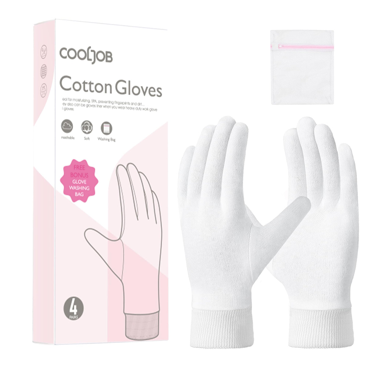 COOLJOB guantes de algodón suaves para cuidado diario de manos.