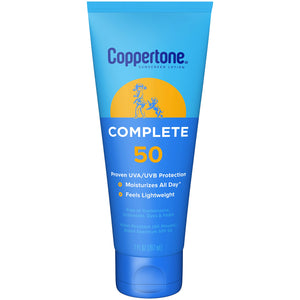 Coppertone Complete SPF 50, botella-7-onzas, protección diaria para toda la familia.