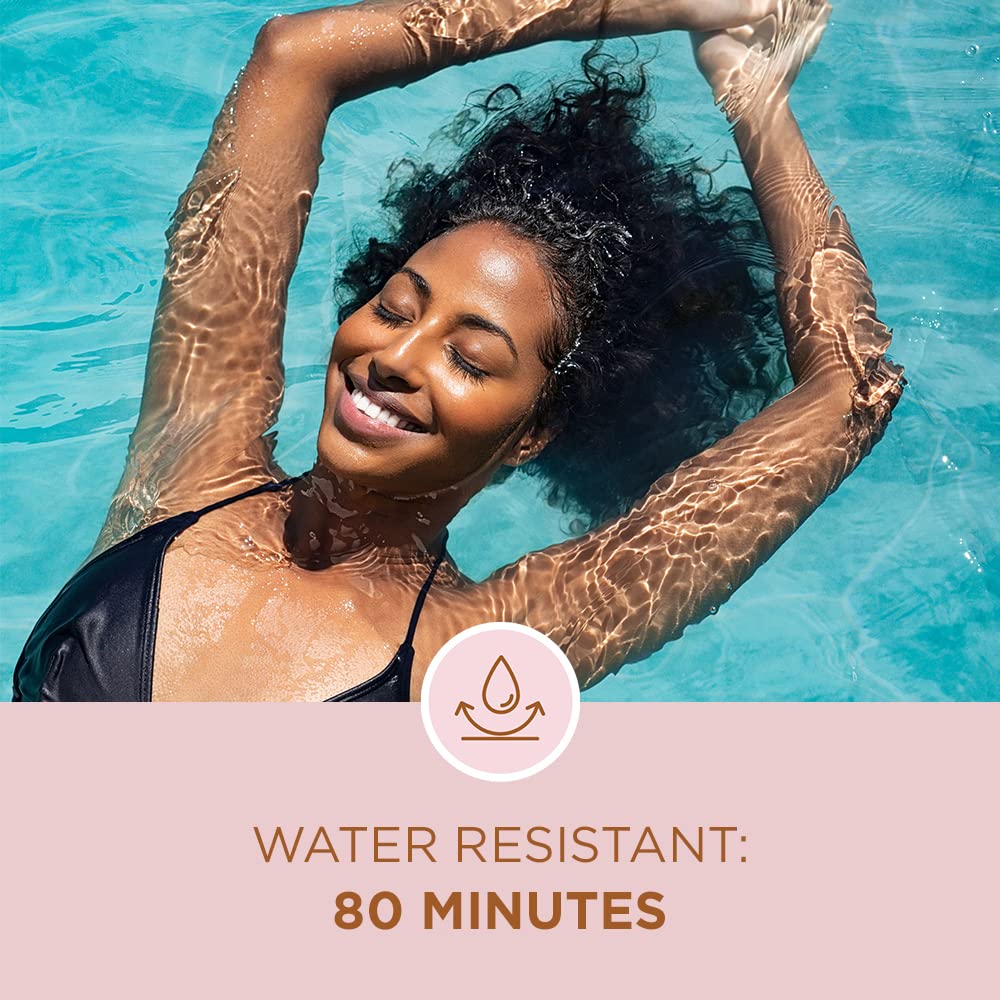 Coppertone Glow Shimmer SPF 30 spray in action for easy application