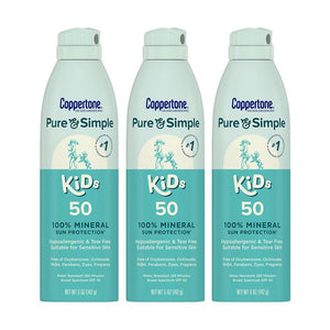 Coppertone Puro y Simple para niños, protector solar en spray, protección UVA/UVB.