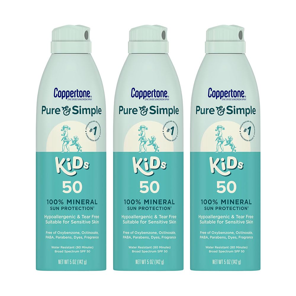 Coppertone Puro y Simple para niños, protector solar en spray, protección UVA/UVB.