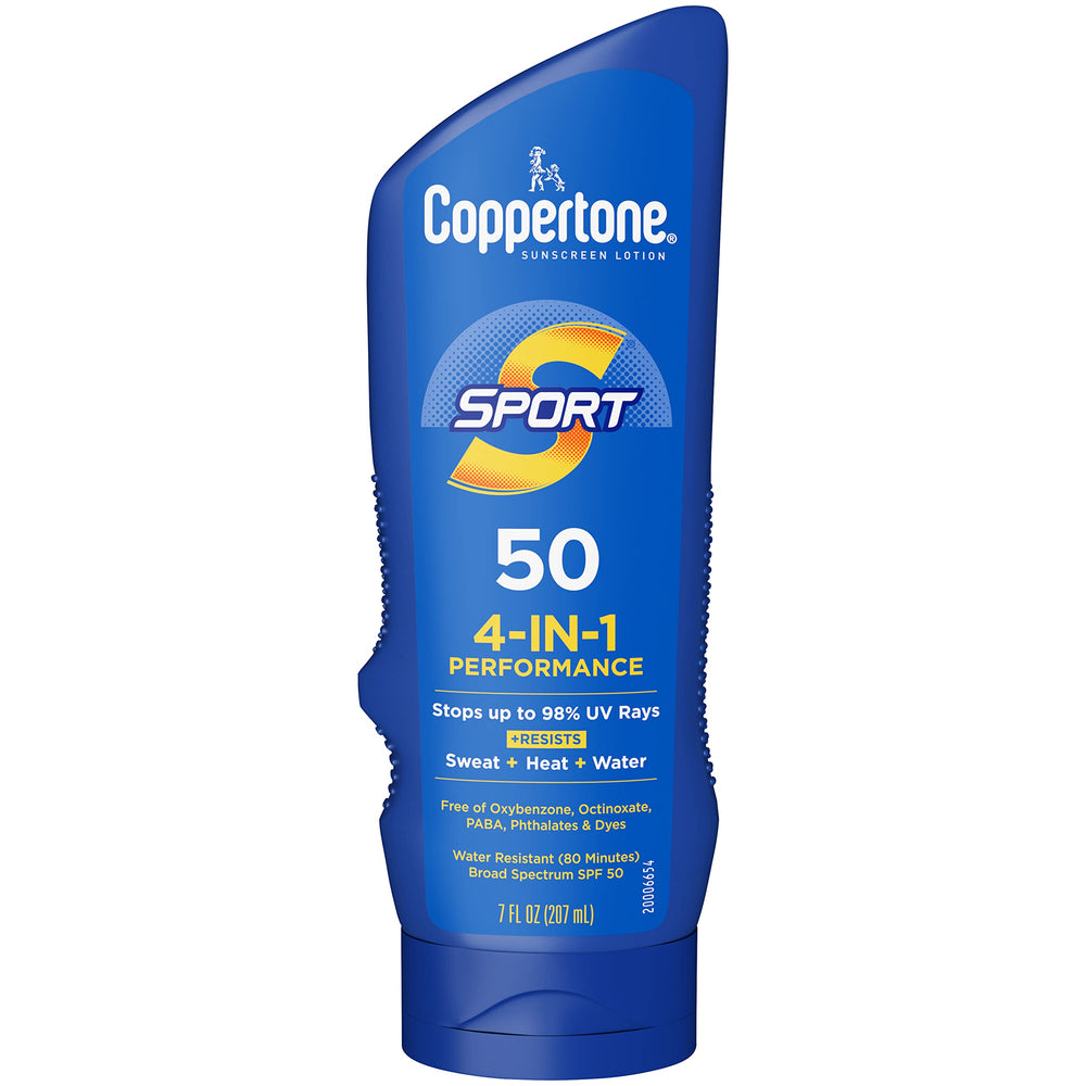 Coppertone Sport botella SPF 50 lista para exterior.