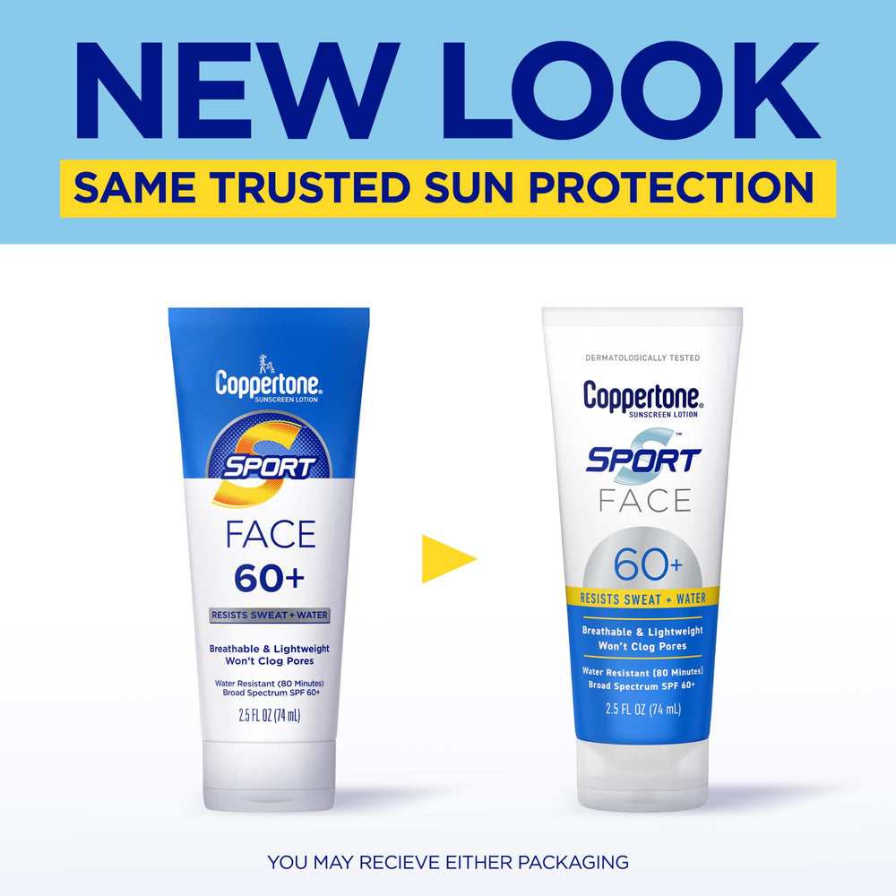 Coppertone Sport Face Protector Solar Locion, acabado sin residuo blanco para look natural.