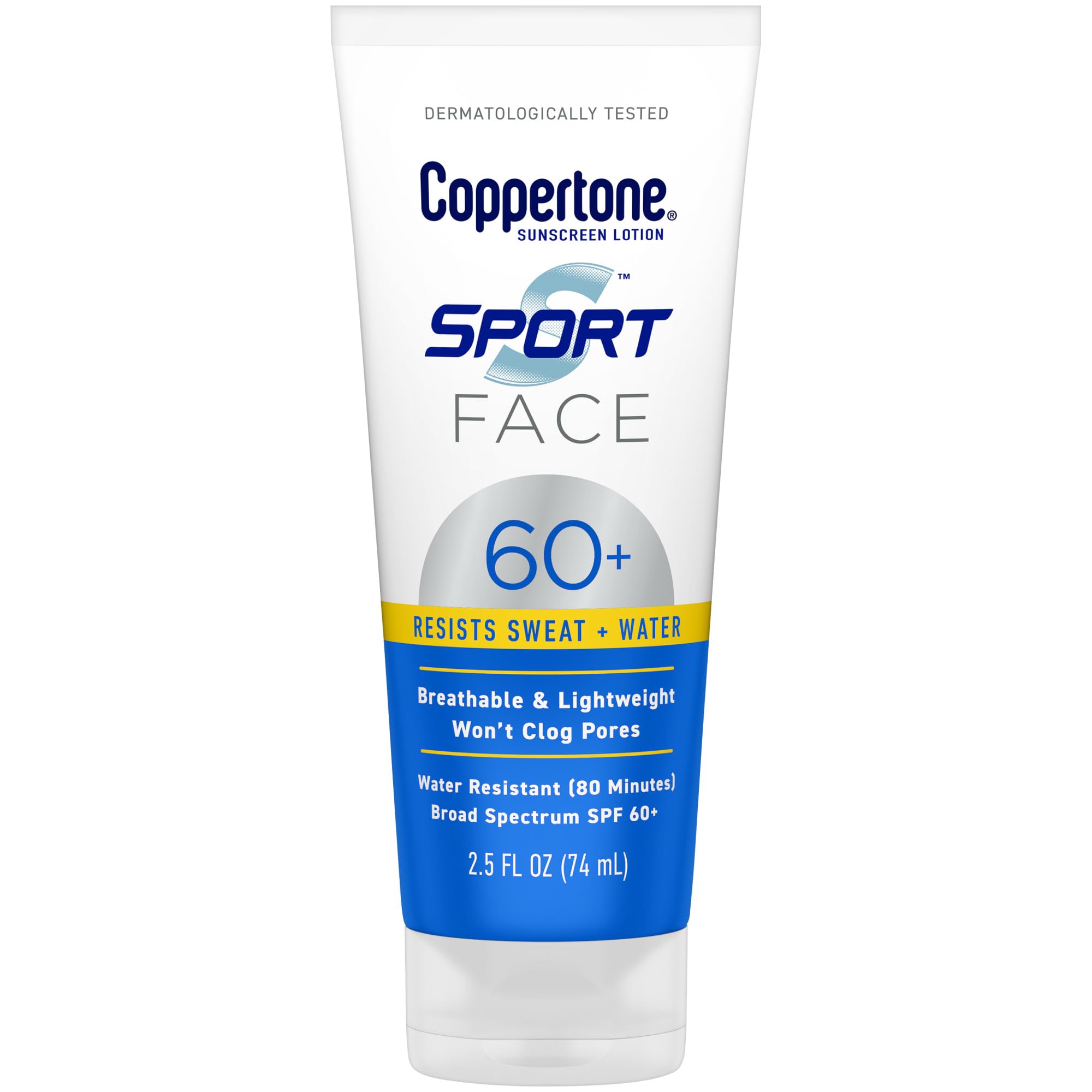 Coppertone Sport Face Protector Solar Locion, aplicación suave para rostro y fácil deslizamiento.