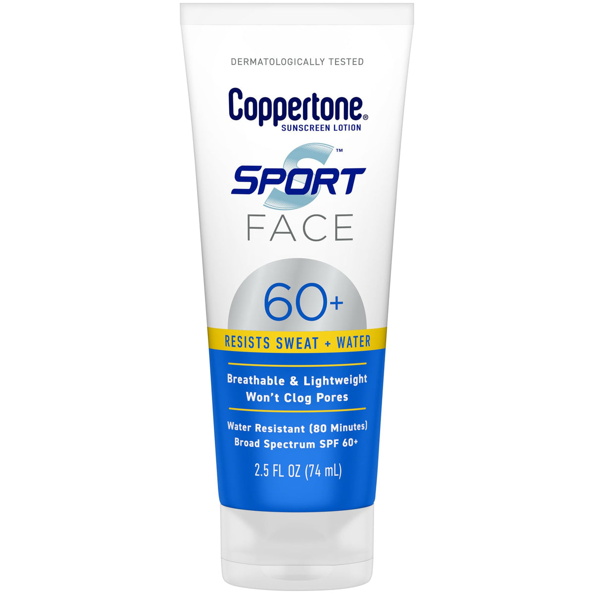 Coppertone Sport Face Protector Solar Locion, aplicación suave para rostro y fácil deslizamiento.