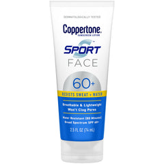 Coppertone Sport Face Protector Solar Locion, aplicación suave para rostro y fácil deslizamiento.