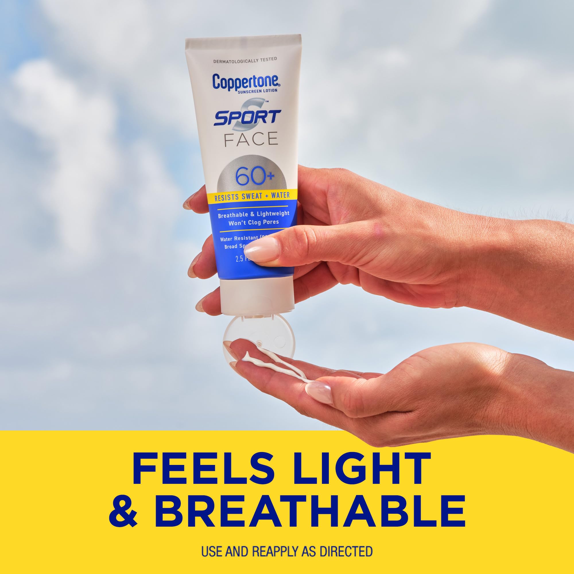 Coppertone Sport Face Protector Solar Locion, ideal para rostro durante entrenamientos o playa.