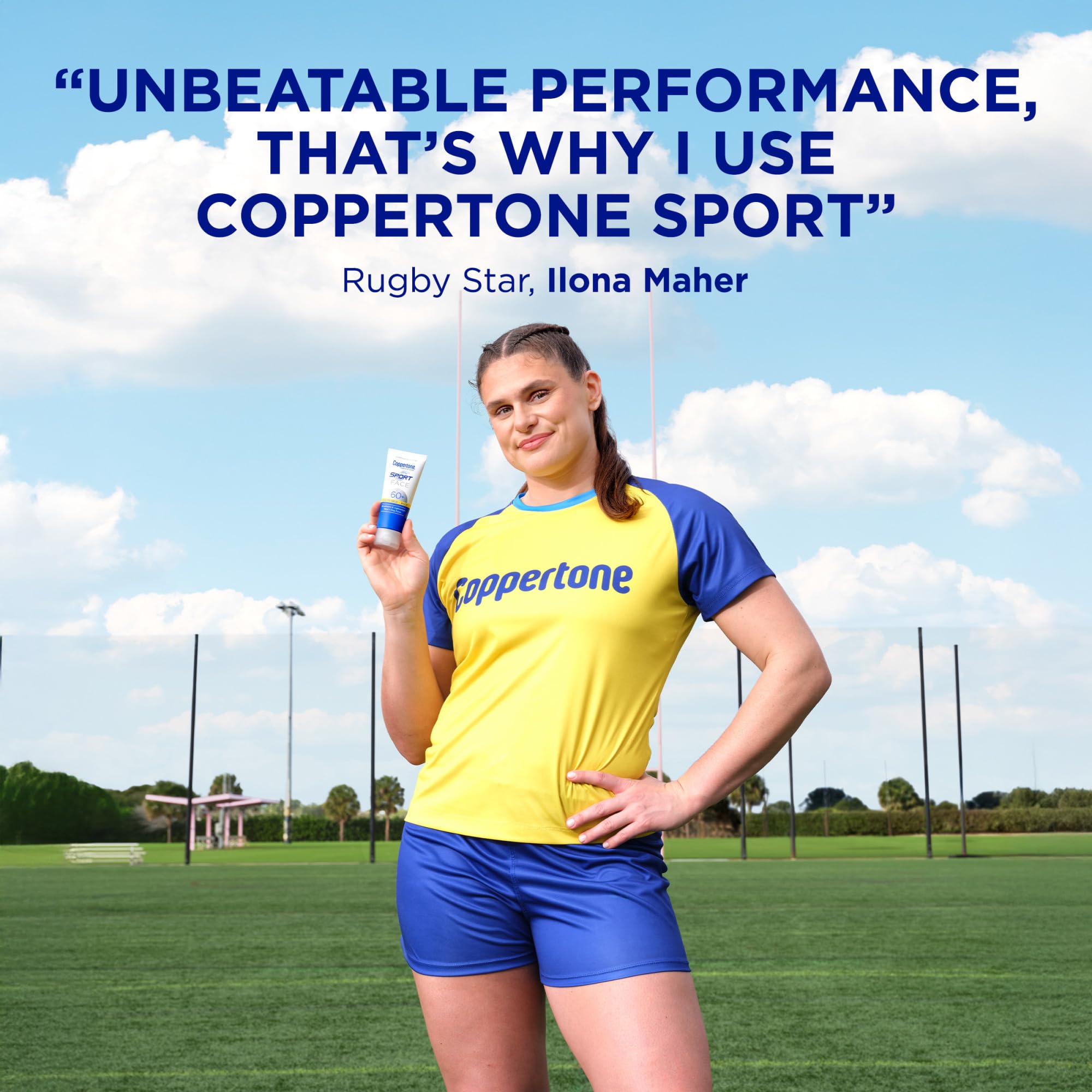 Coppertone Sport Face Protector Solar Locion, protección de amplio espectro UVA/UVB para días soleados.