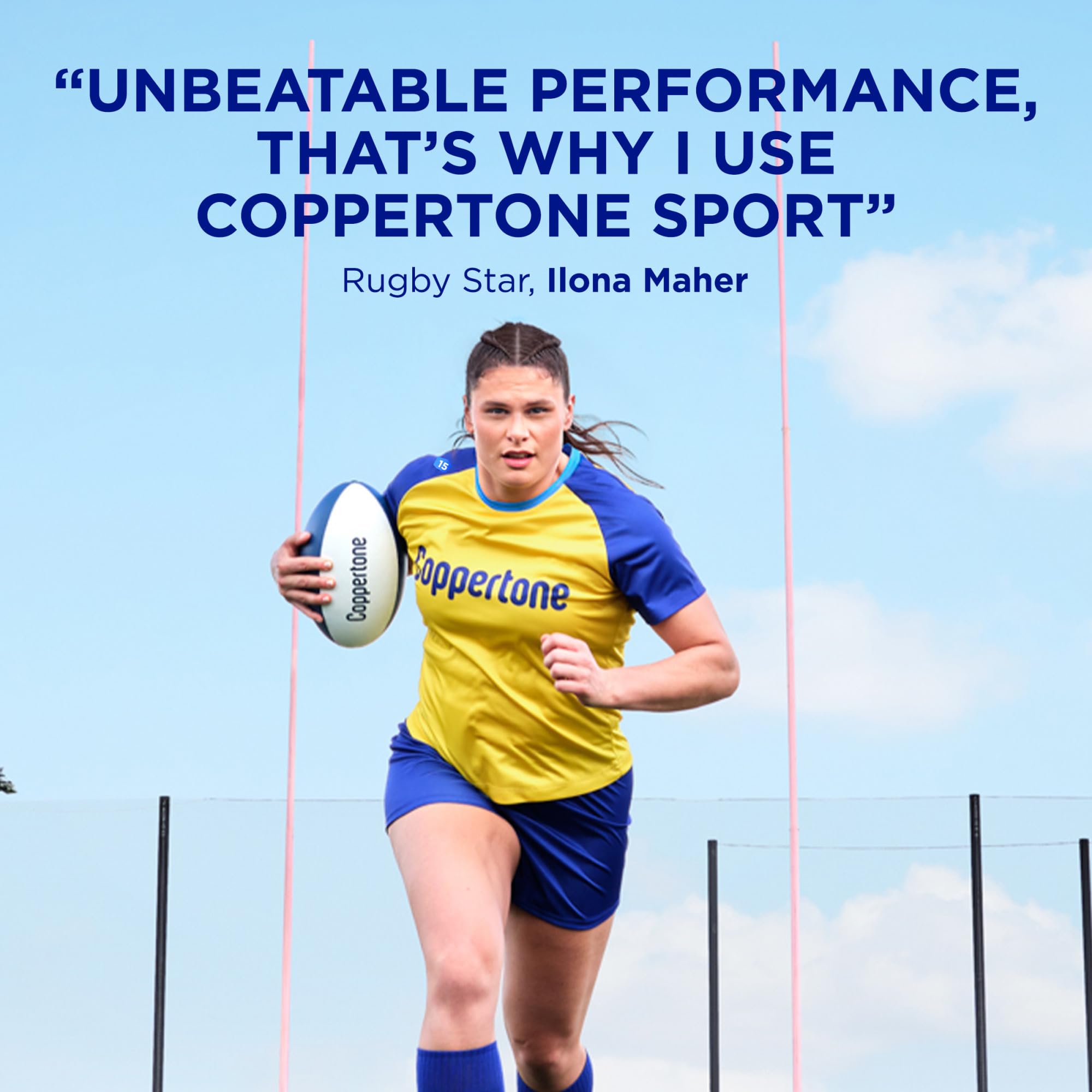 Coppertone Sport Mineral SPF 50, aplicación suave para cobertura rápida durante entrenamientos.