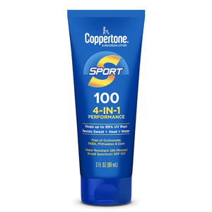 Coppertone Sport SPF 100, botella de 3 onzas para uso deportivo en exteriores.