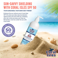 Protector solar Coral Isles para niños en la playa y actividades al aire libre.