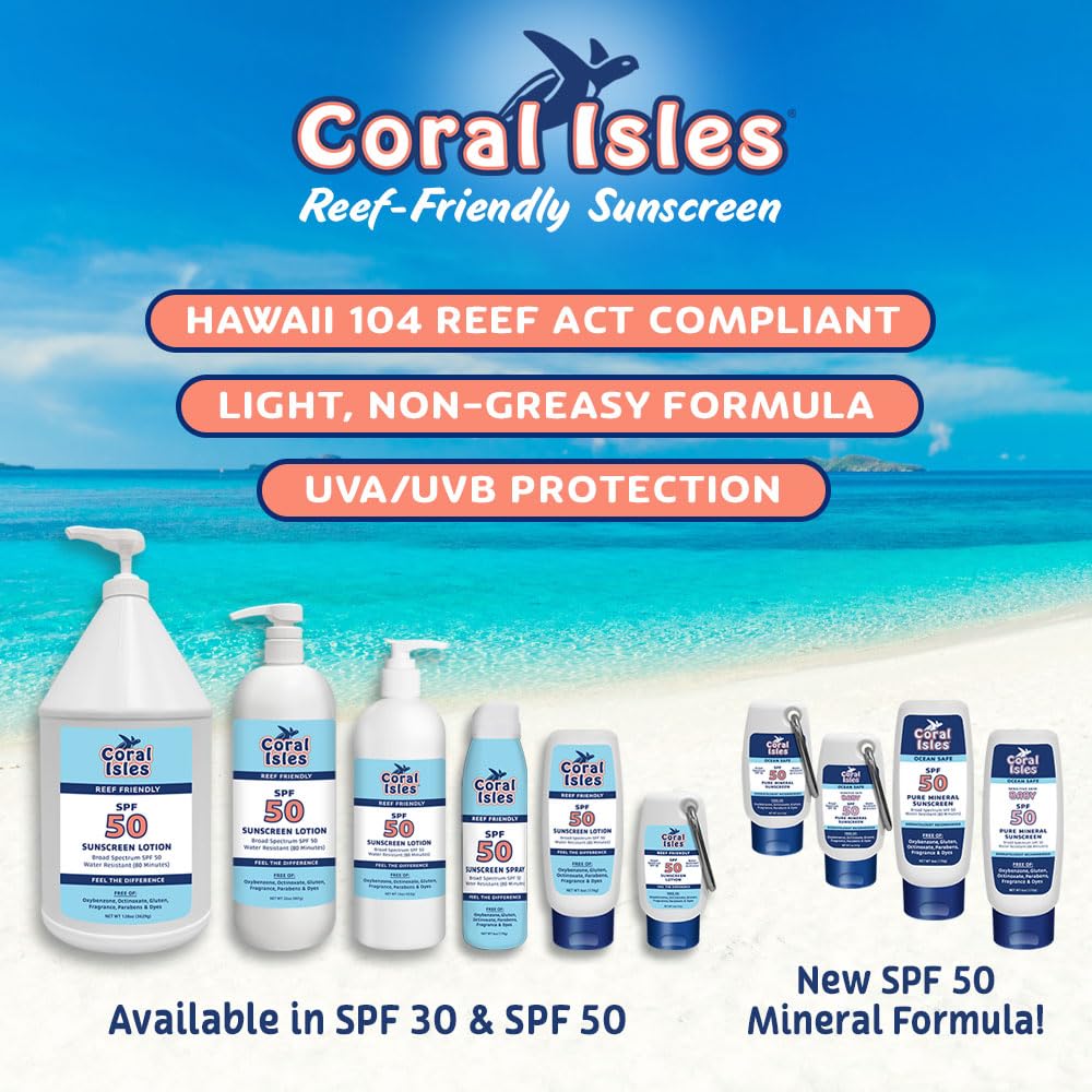 Protector Coral Isles resistente al agua 80 minutos para aventuras acuáticas.