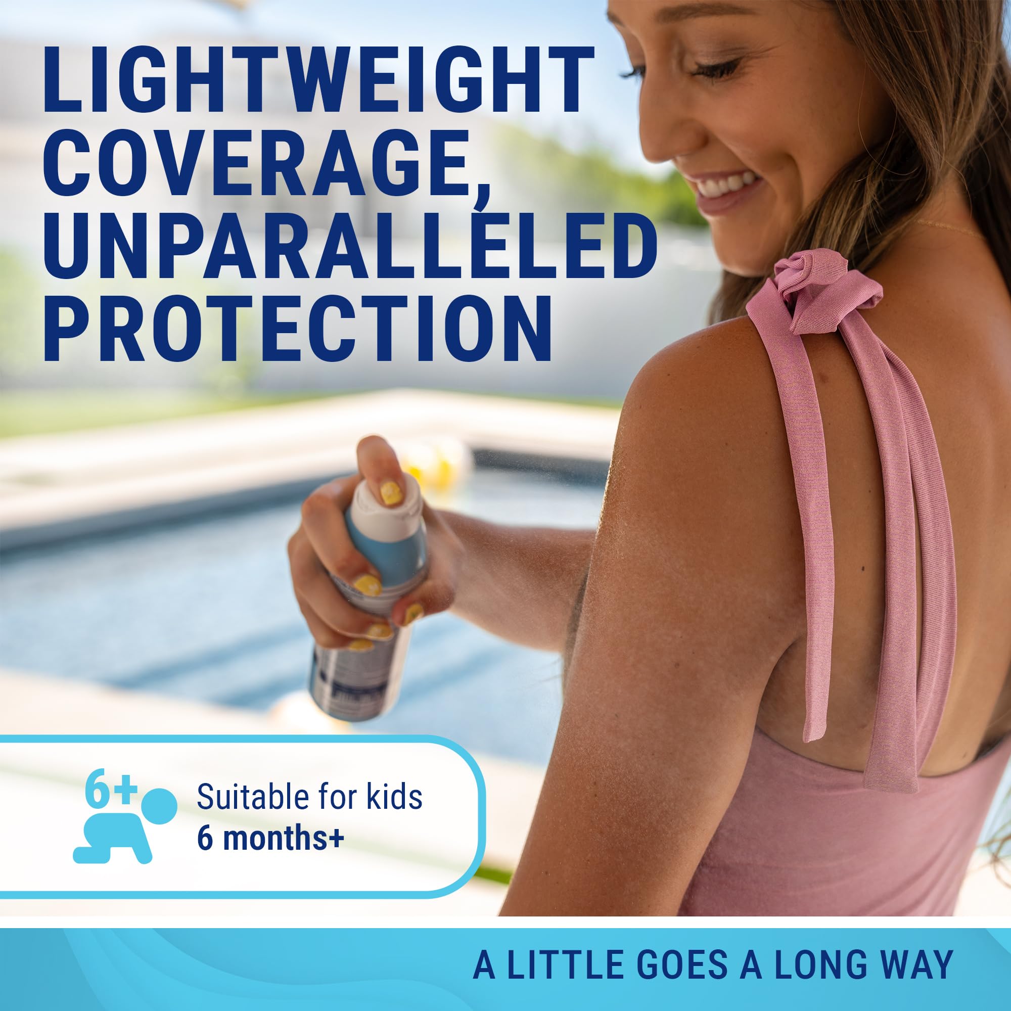 Protección UV resistente al agua hasta 80 minutos para actividades al aire libre.