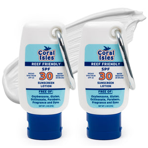 Coral Isles SPF30 en botella, listo para uso diario.
