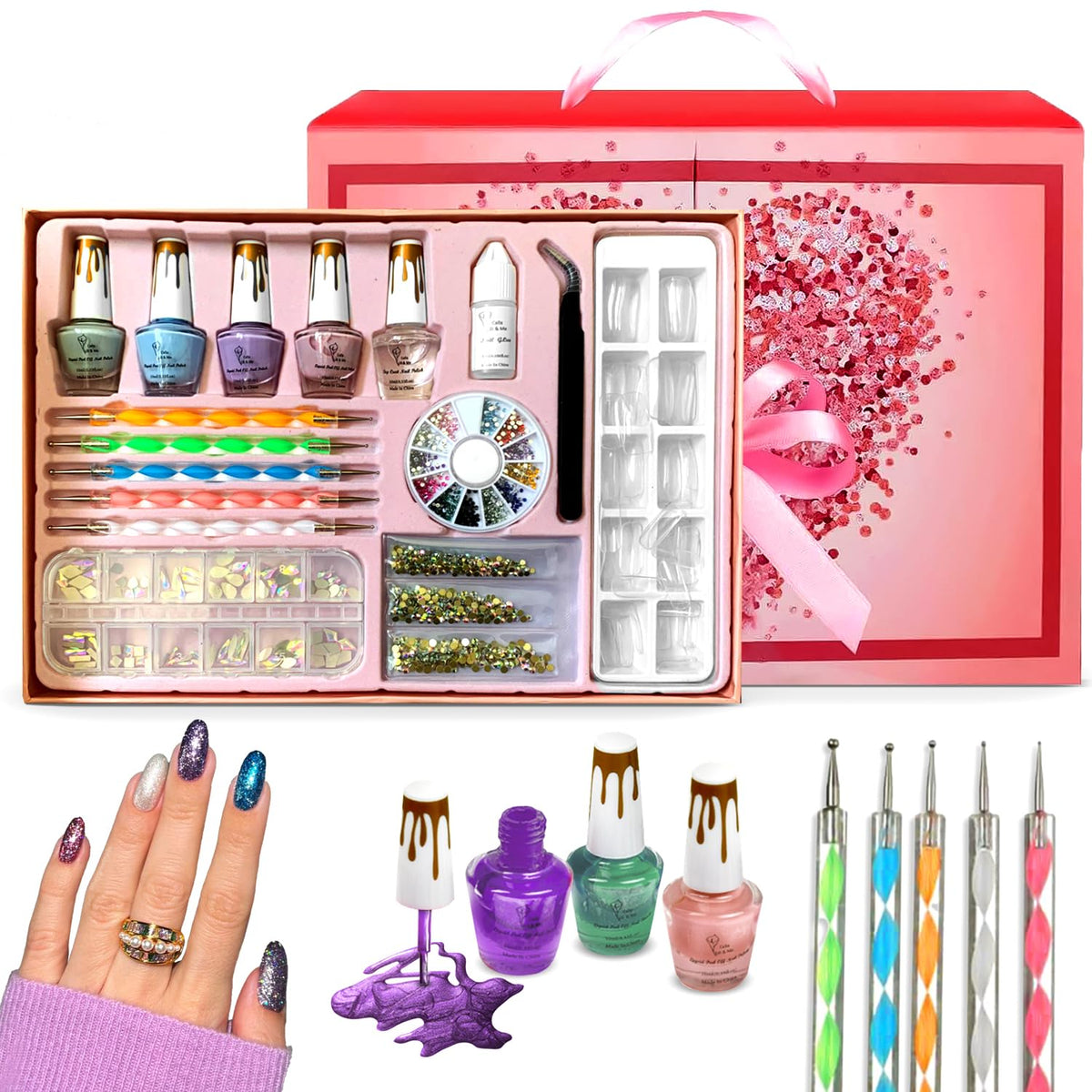 CoralBeau kit de arte de uñas: contenido completo para diseños personalizados en casa.
