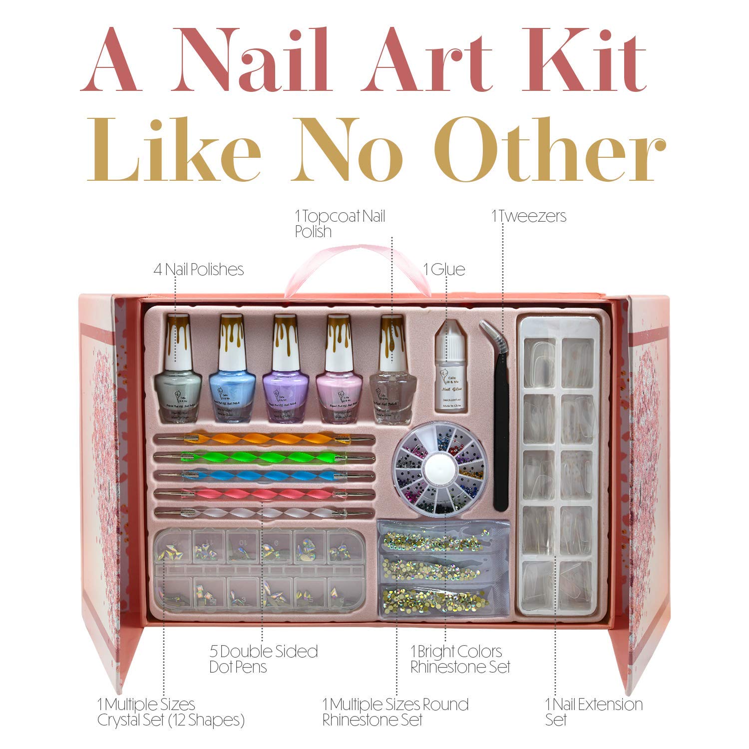 CoralBeau kit de arte de uñas: empaque regalo elegante para guardar las decoraciones.