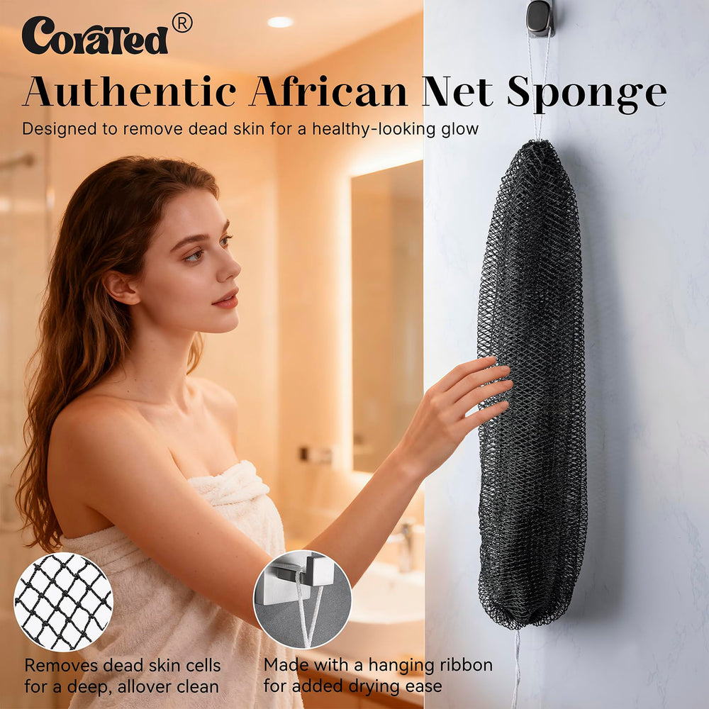 CORATED esponja exfoliante con textura de nylon para limpieza profunda.