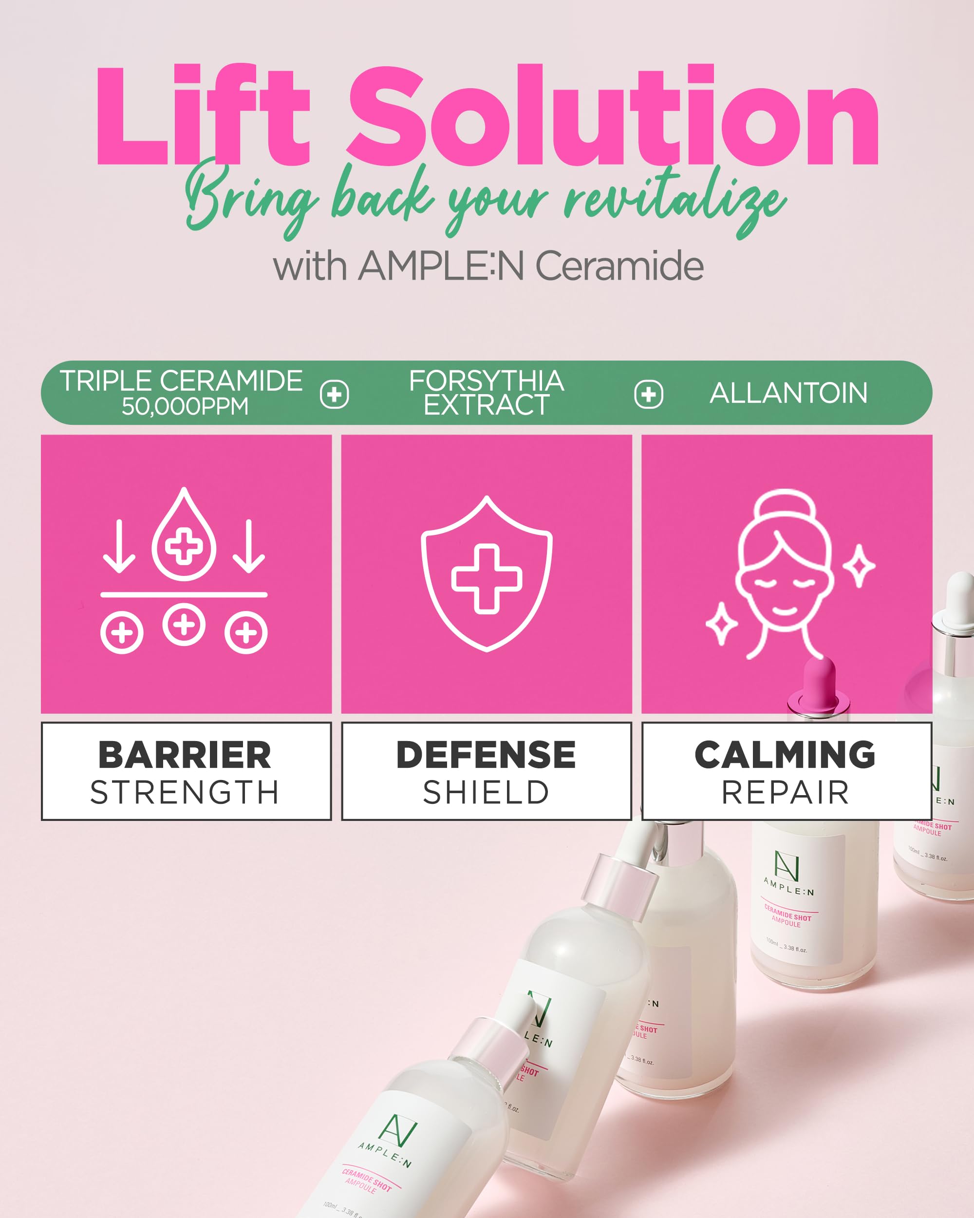 CORÉANA AMPLE:N Ceramide Shot Serum, ceramidas en acción para barrera hidratante.