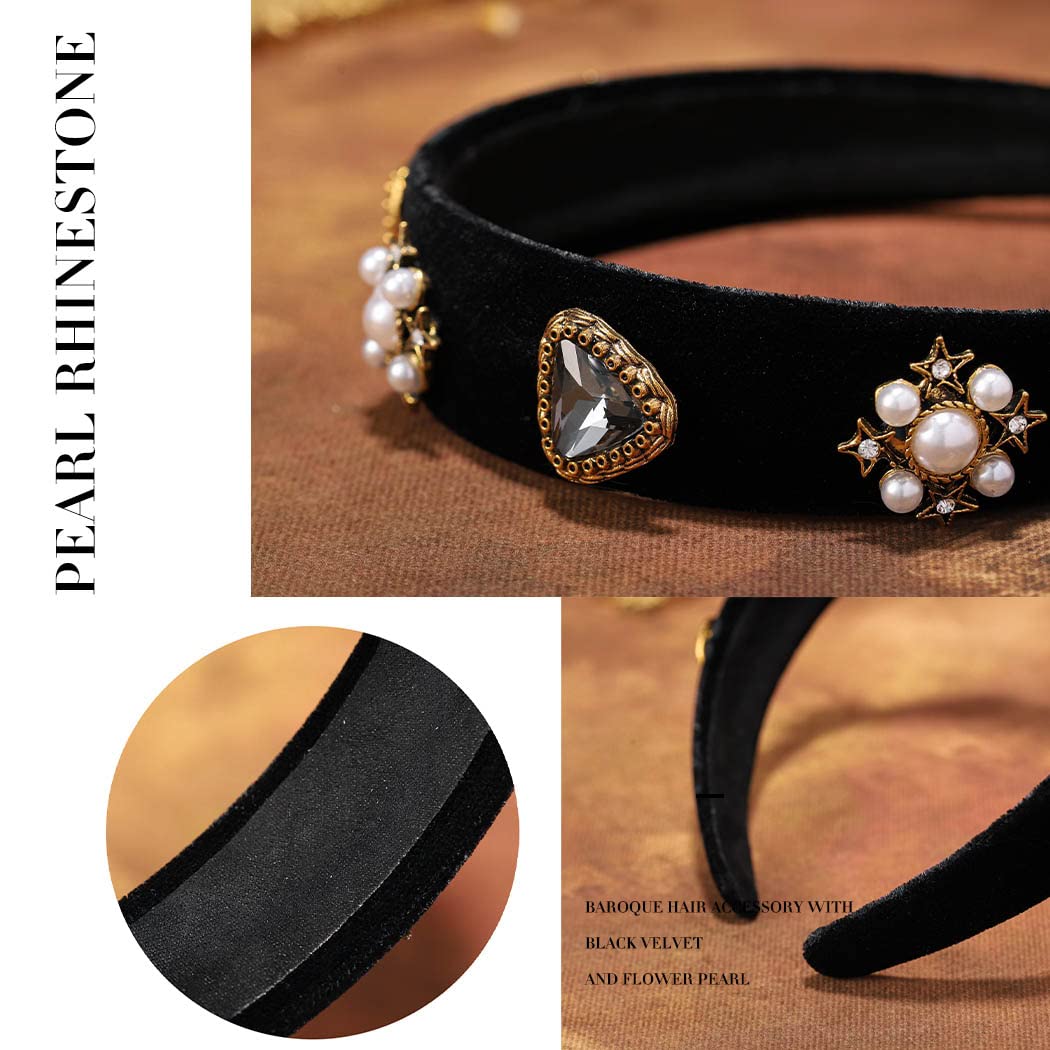 Diadema Coridy negro con diseño barroco para looks sofisticados