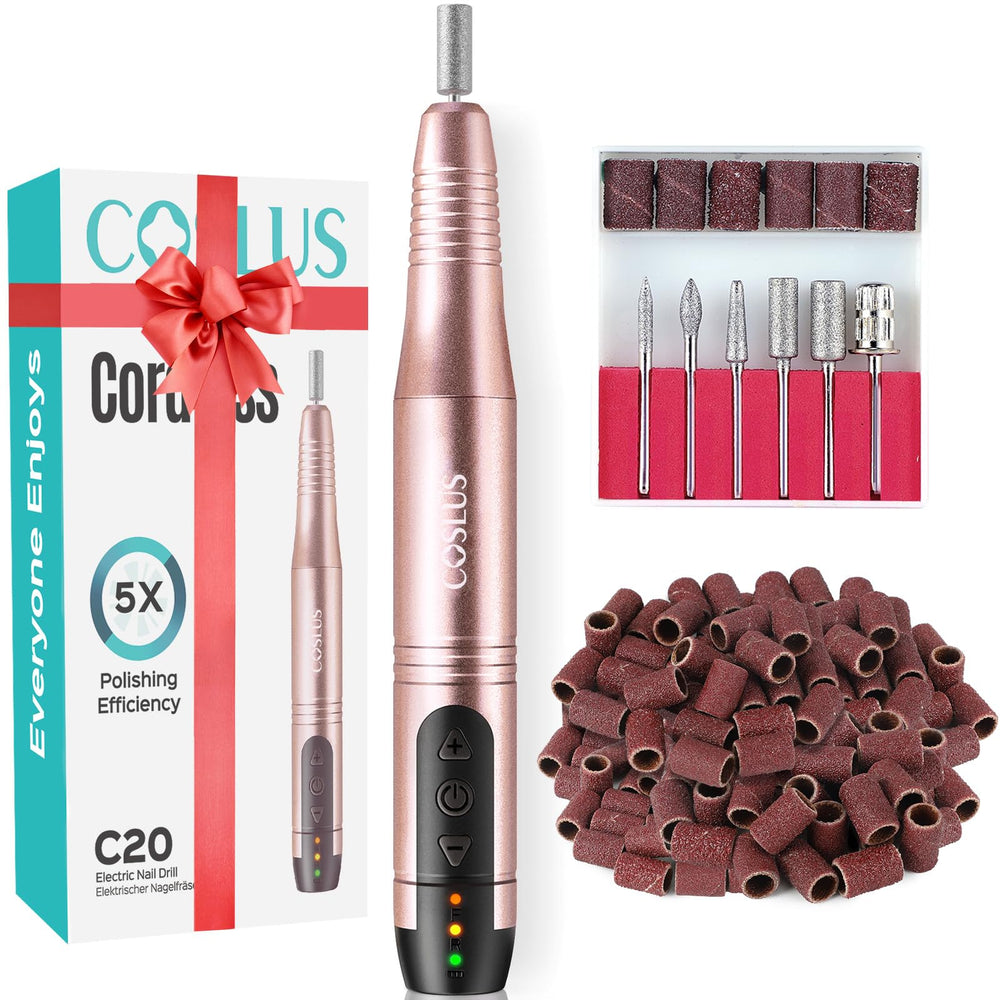 COSLUS C20, lijadora inalámbrica con mango ergonómico, ideal para manicuras en casa.